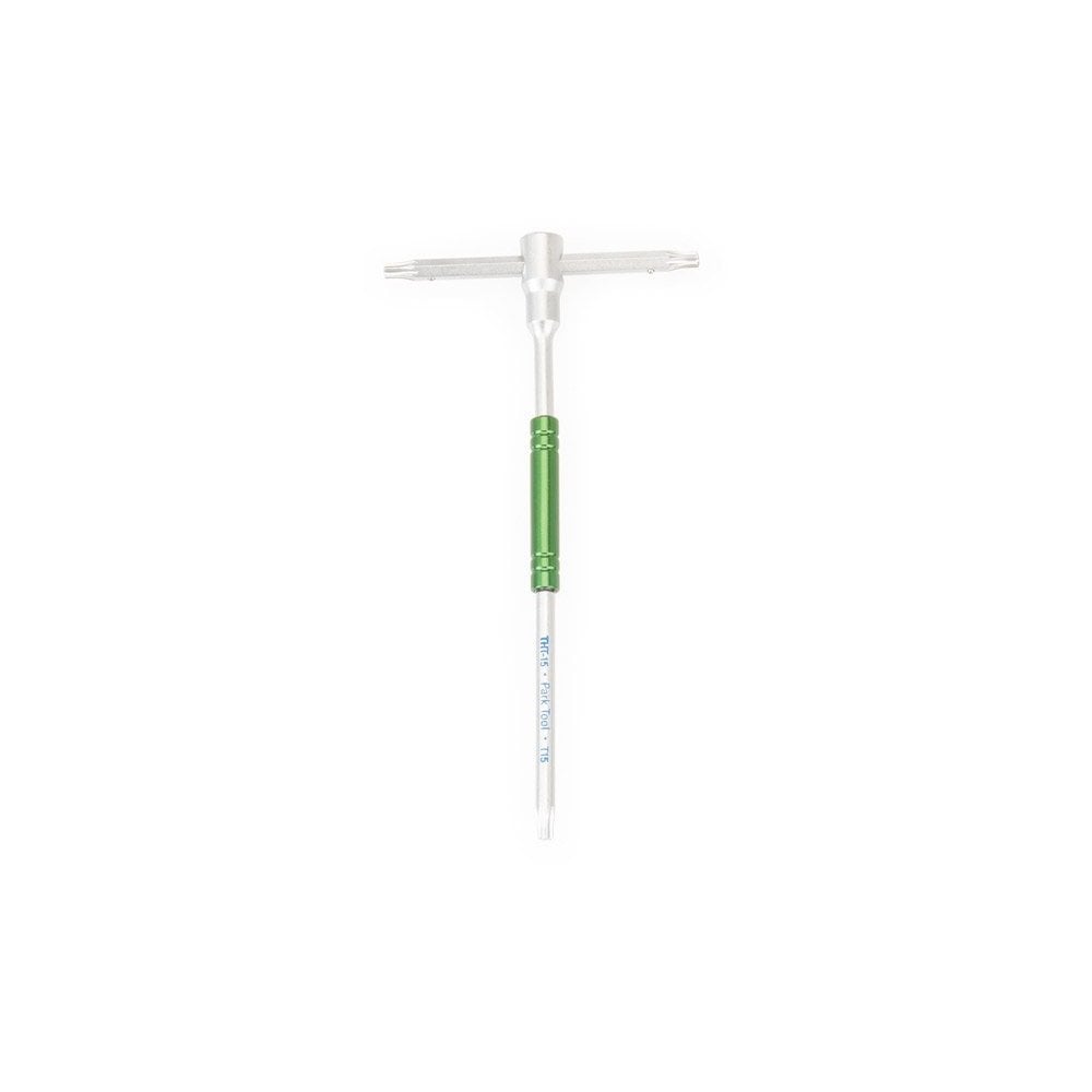 Park Tool slide T-handle Torx wrench with anodized aluminum speed spinner, ideal for workshop use and precise torque application.