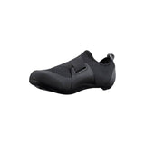 Shimano IC100 indoor cycling road shoes with breathable mesh, SPD compatibility, sleek black design, and secure fit.