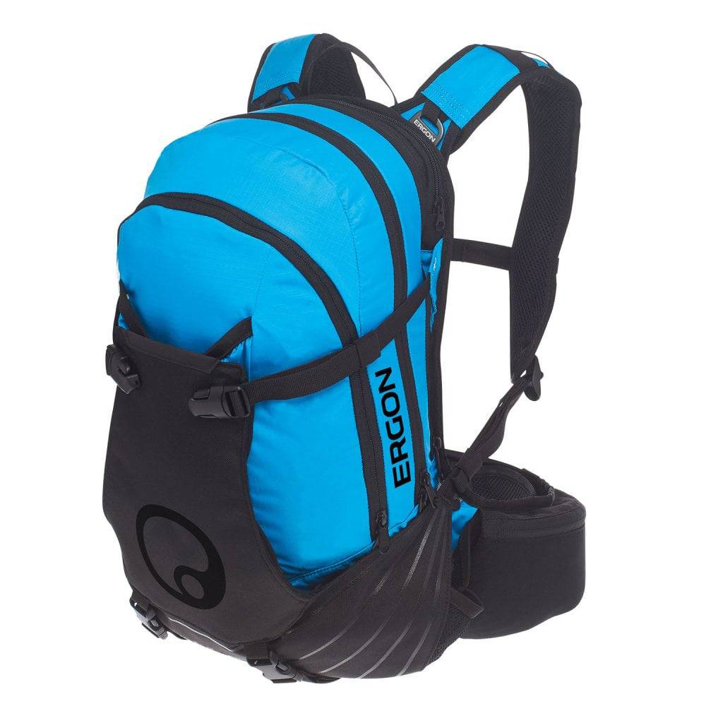 Ergon BA3 adjustable enduro and all-mountain panniers with hydration compartment, black durable bike accessories for mountain biking.