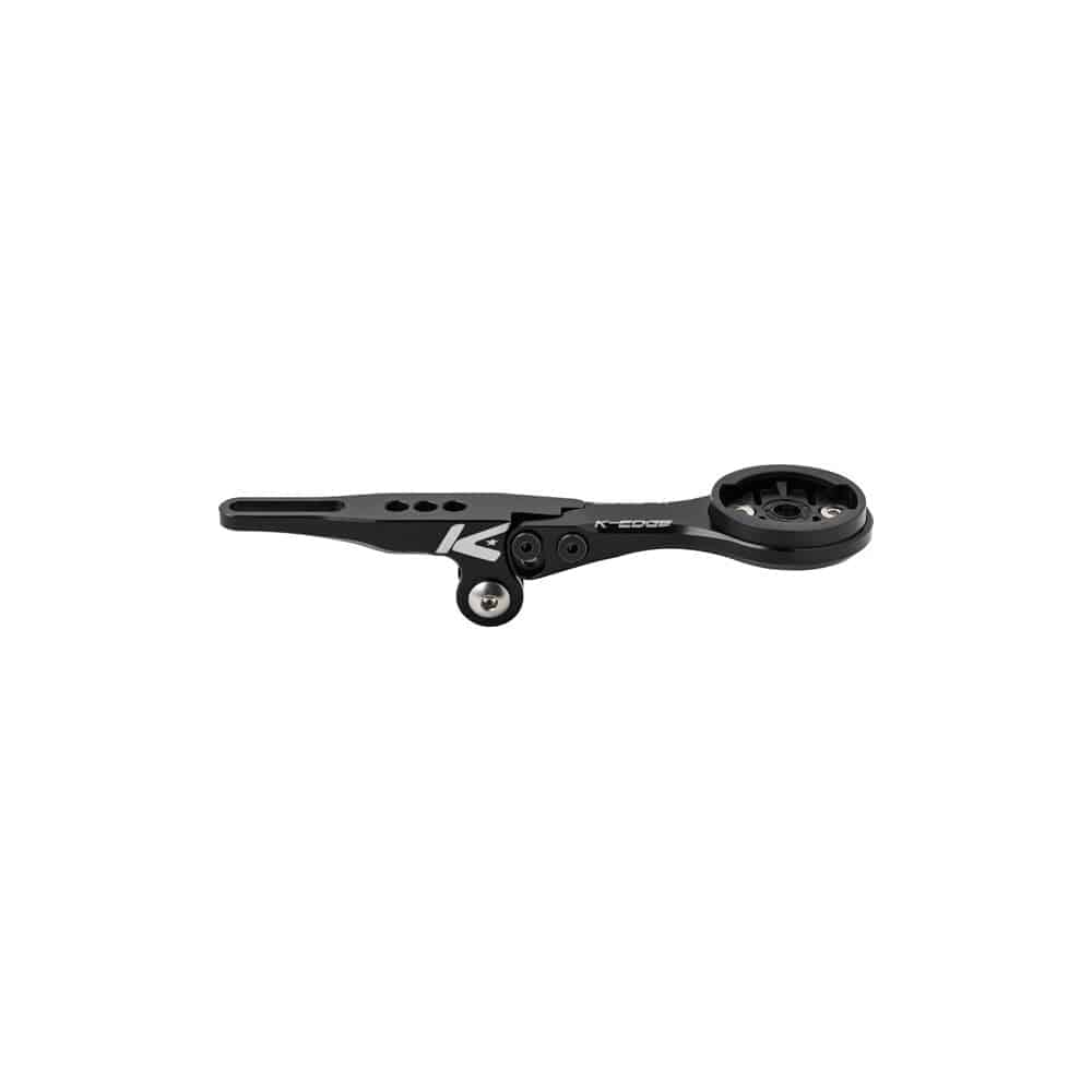 K-Edge Garmin integrated handlebar system mount with camera and light mounts, black anodized cycling component.