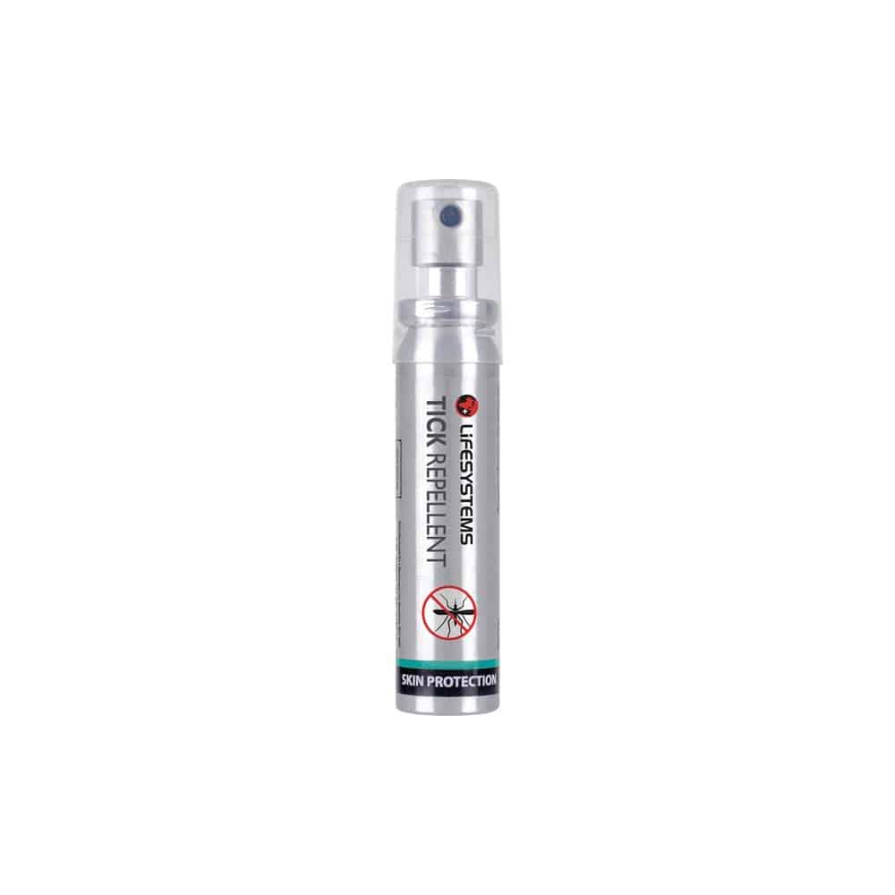 LifeSystem Tick Repellent Spray 25ml for outdoor biking and packing, shown in a compact, portable accessory bottle.