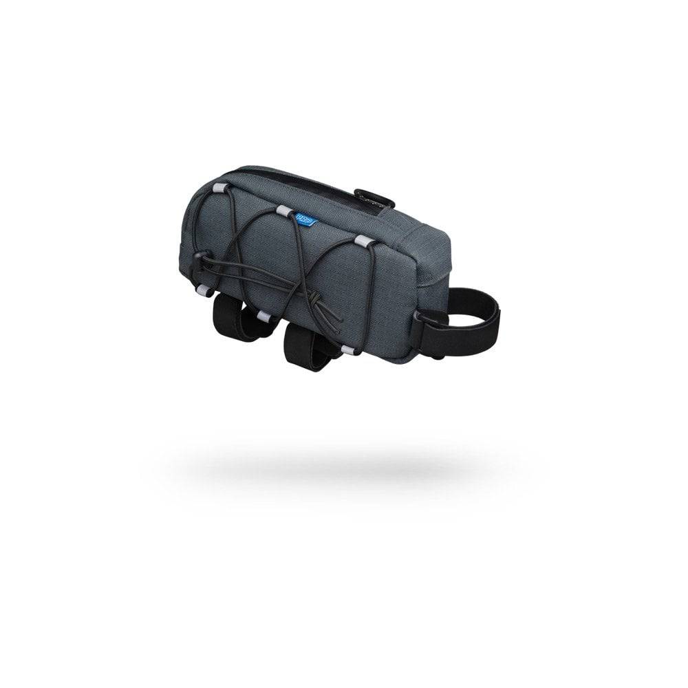 PRO Discover waterproof top tube bag with reflective elements and cable exit for bike accessories, 0.75L capacity.