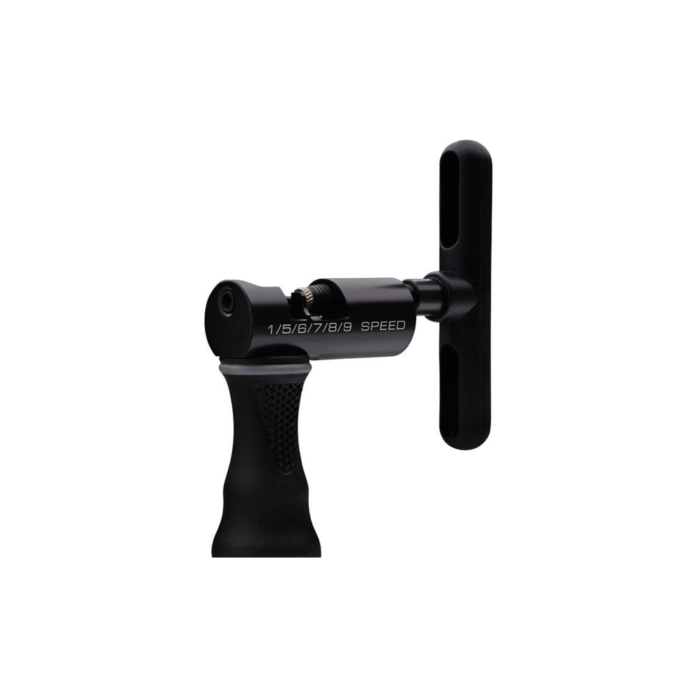 PRO workshop chain tool for 1-9 speed bikes, ergonomic design with burr-free link remover for bike chain maintenance.