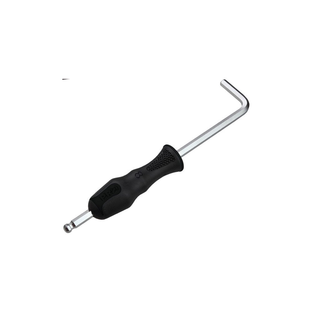 PRO Pedal Key 8mm with dual compound handle and ball driver for bike maintenance, shown with ergonomic grip and metal construction.