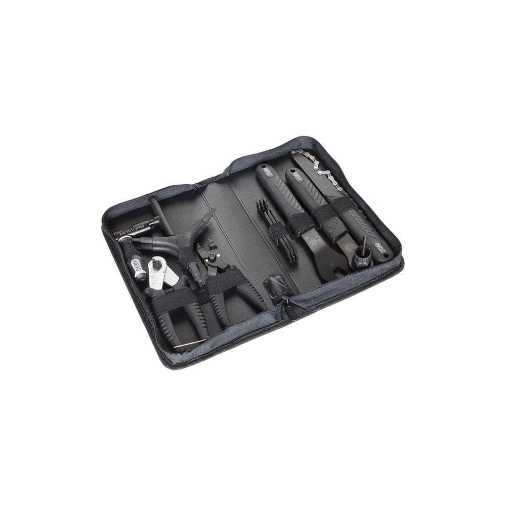 PRO Workshop Starter Toolkit with 11 essential bike repair tools in a portable pouch, ideal for bike maintenance and repairs