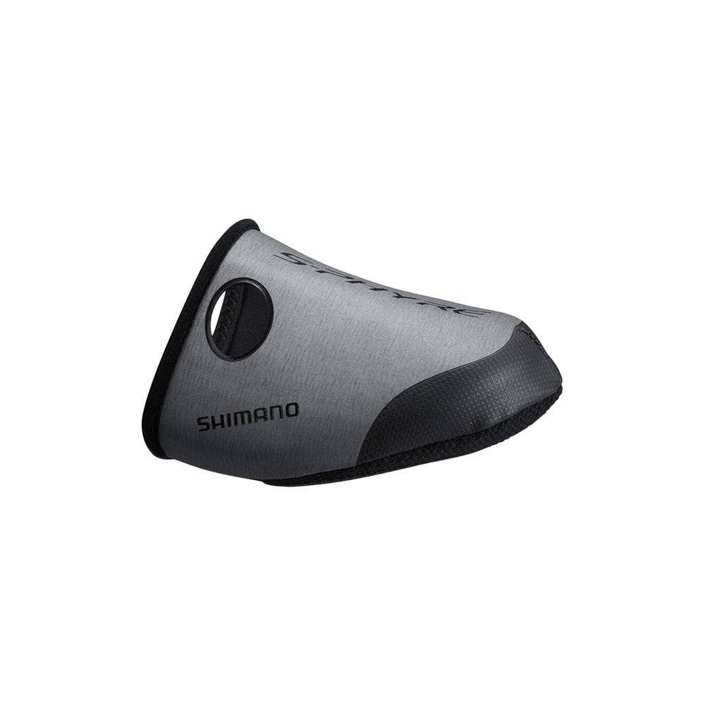 Shimano Men’s S-PHYRE cycling toe overshoes with BOA® dial for cold weather cycling, showcasing black waterproof footwear with adjustable fit.
