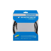 Shimano MTB rear gear cable set with OPTISLICK coated stainless steel inners, black, for smooth shifting on mountain bikes.