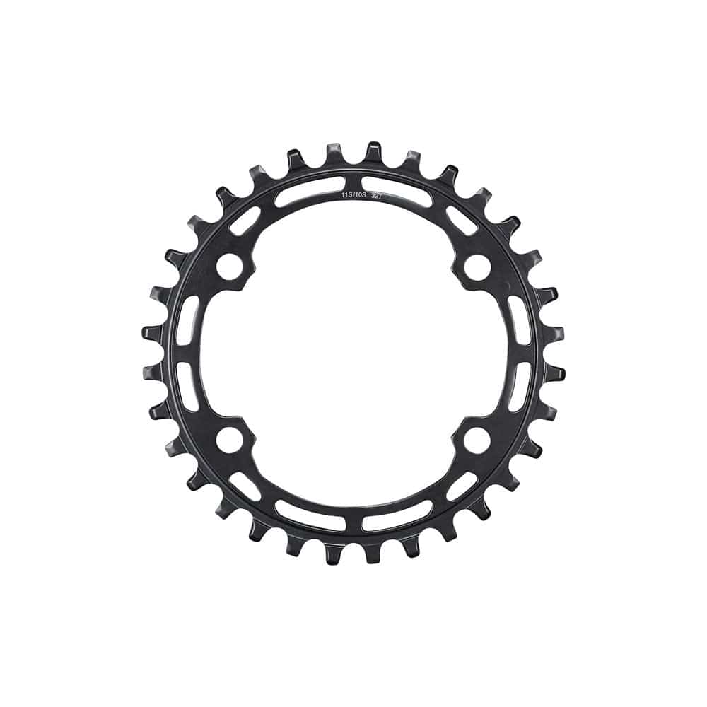 Shimano Deore FC-M5100-1 32T single chainring for 10/11 speed mountain bike drivetrains, shown close-up of gear teeth.