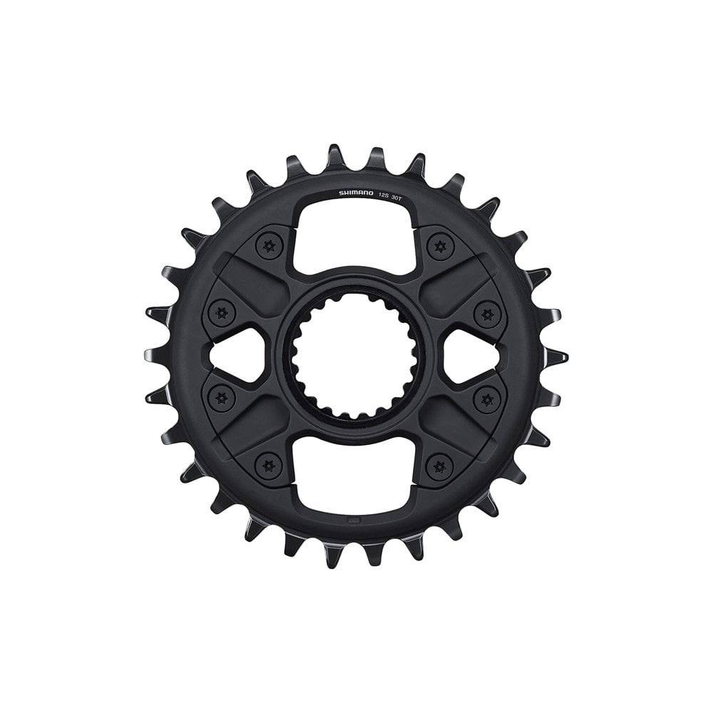 Shimano Deore FC-M6100-1 12-speed 30T single chainring for mountain bike, shown with direct mount design.