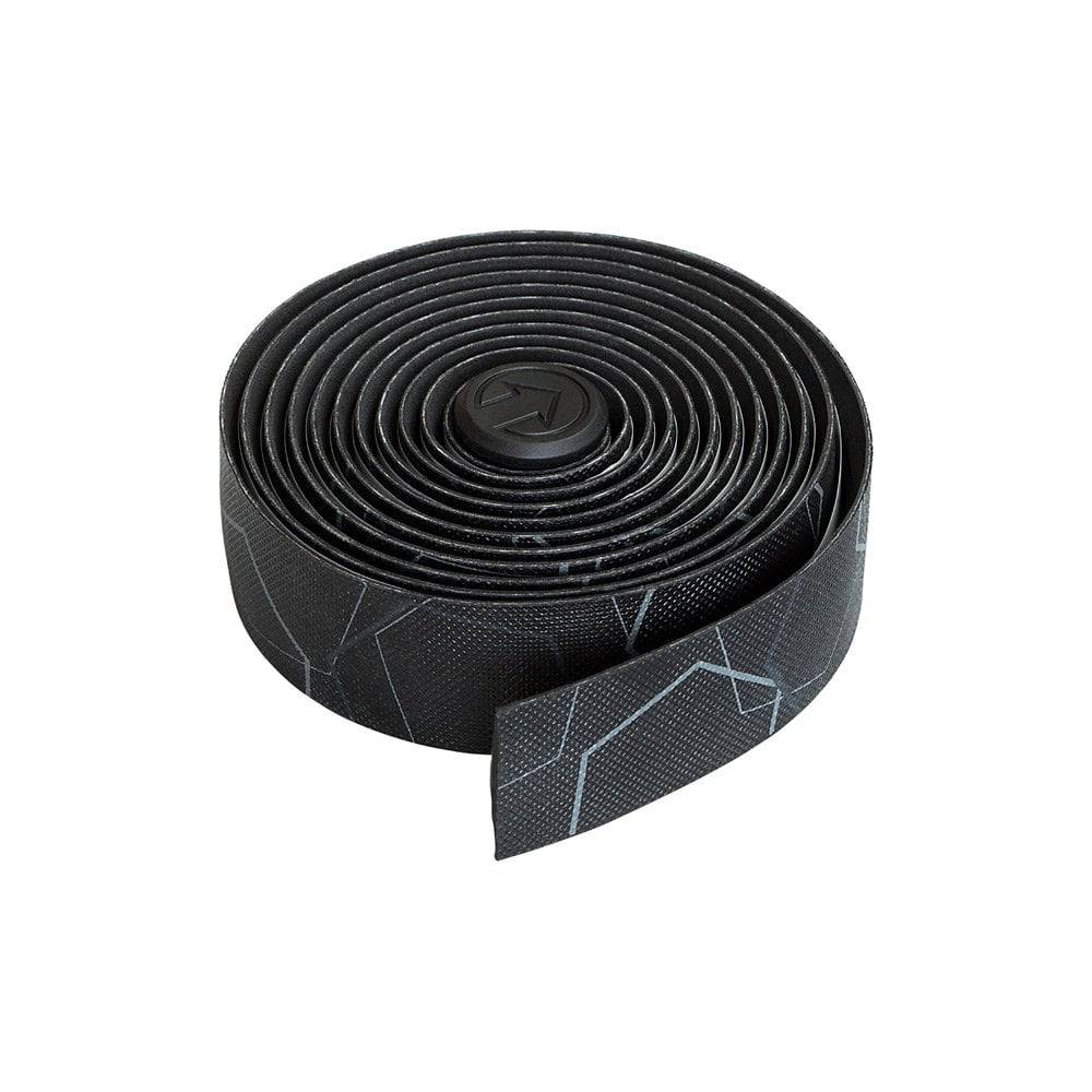 Pro Gravel Comfort Bar Tape for adventure bikes, cushioned and durable grip, close-up of textured black handlebar tape.