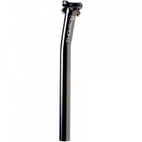 Thomson Elite setback bike seatpost made of high-strength alloy for road and mountain bikes, shown installed on a bicycle.