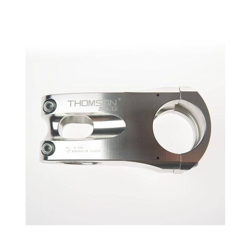 Thomson Elite Stem X4 Silver MTB stem for 31.8mm handlebars, featuring a sturdy design for stiffer forks and mountain biking.