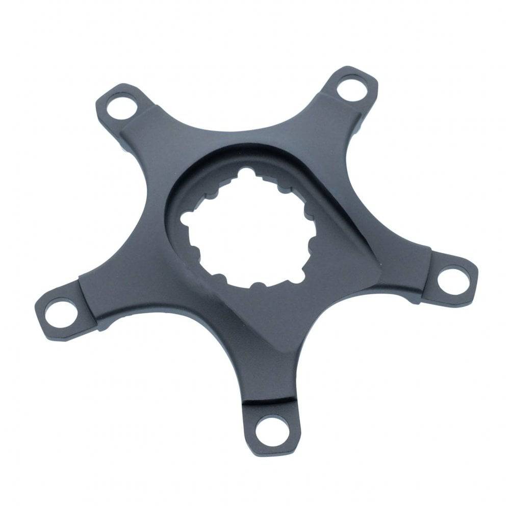 Praxis Works Direct Mount Spider 110 BCD spare part for crankset upgrade, showing the black metal component with bolt holes.
