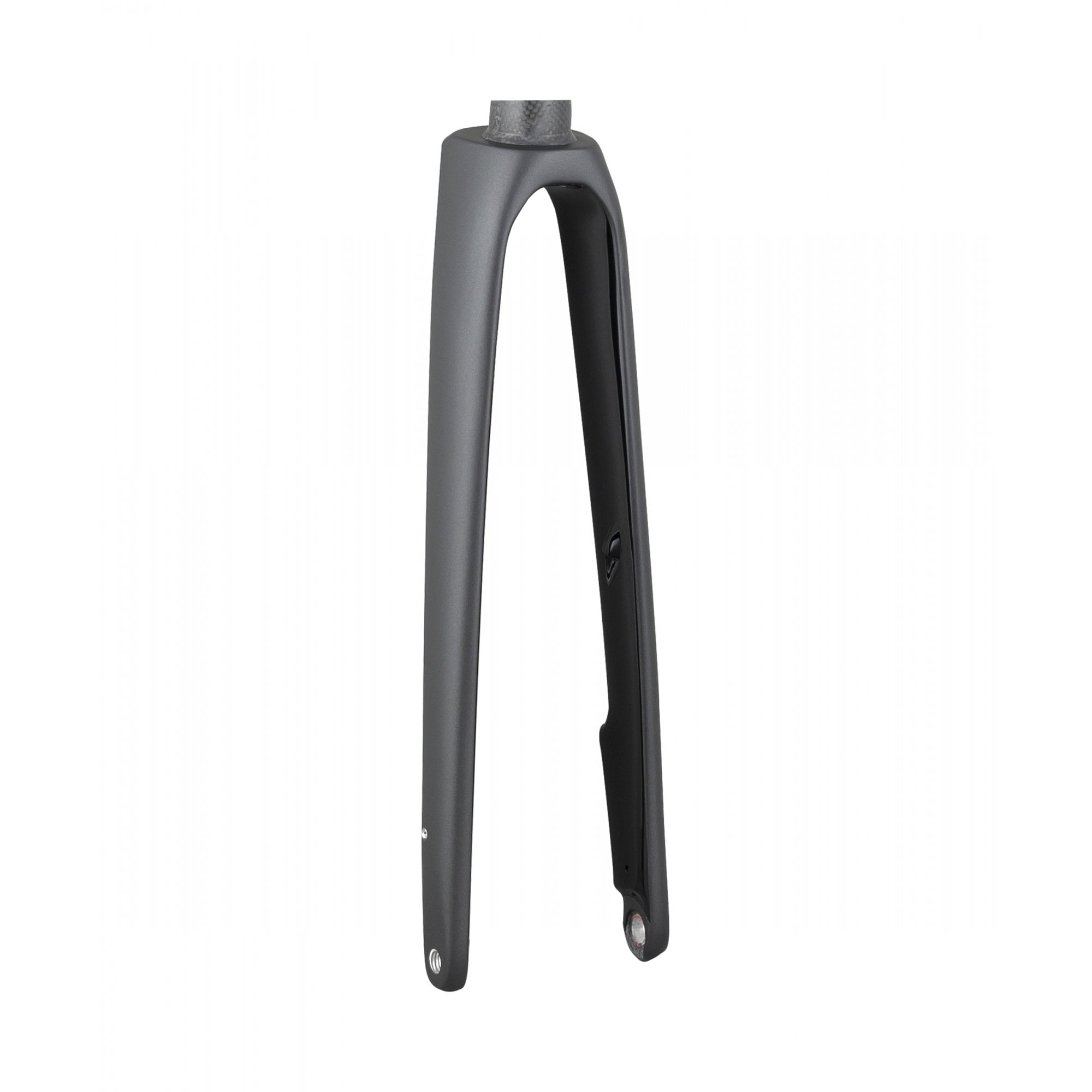 Trek Domane SLR 700C road bike fork components showing sleek carbon fiber construction for precise steering and control.