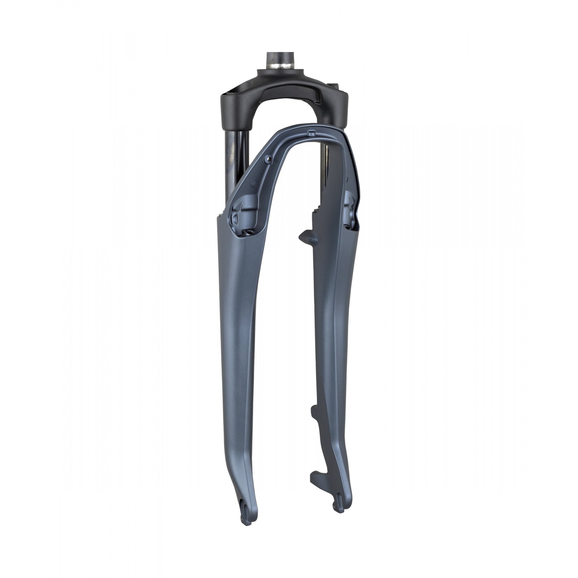 Bontrager District+ 8 700C road bike fork showing sleek carbon frame and precise steering features for durable cycling performance.