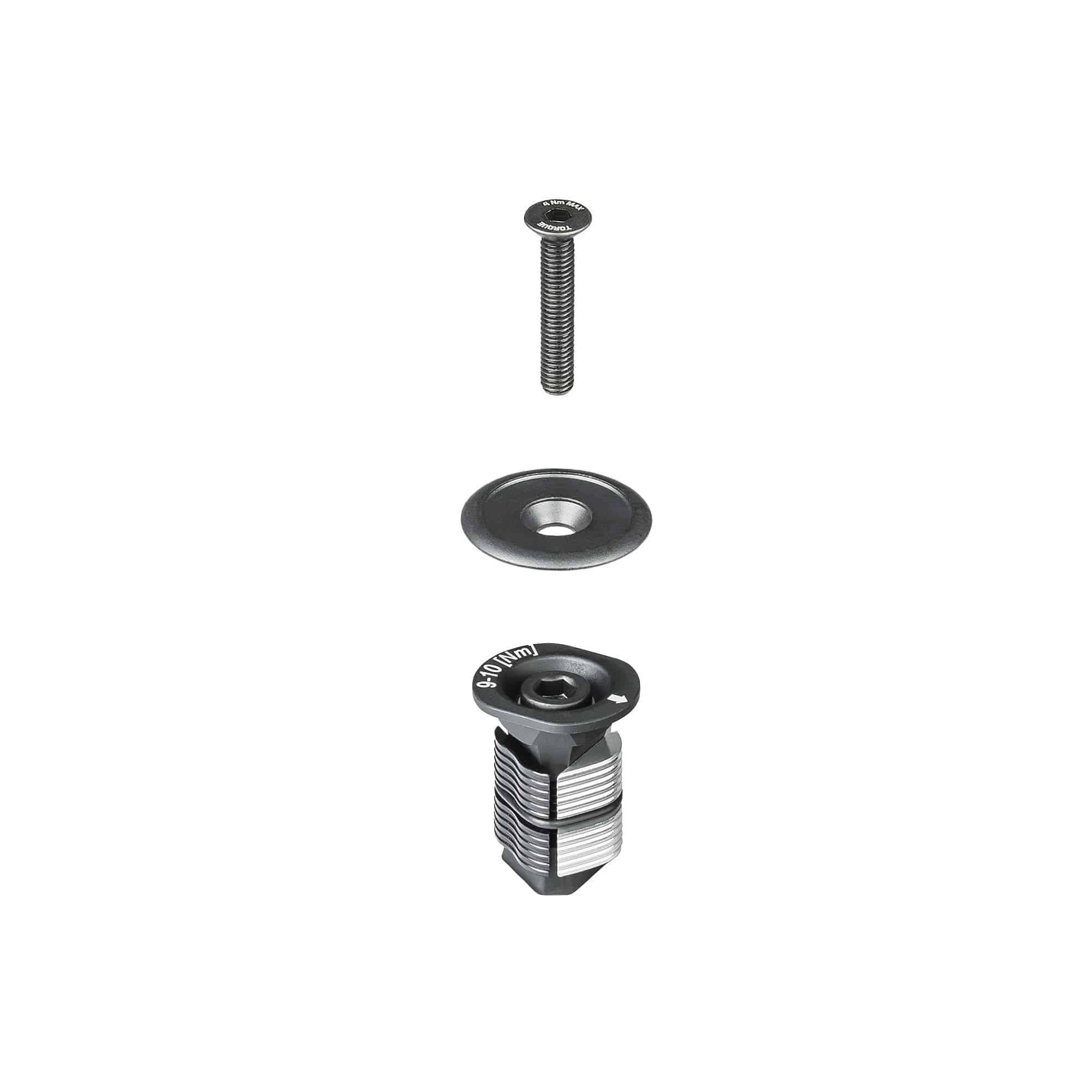 Trek Madone SLR black headset compression plug for 28.6mm steering tube, ensuring smooth and secure bike handling.