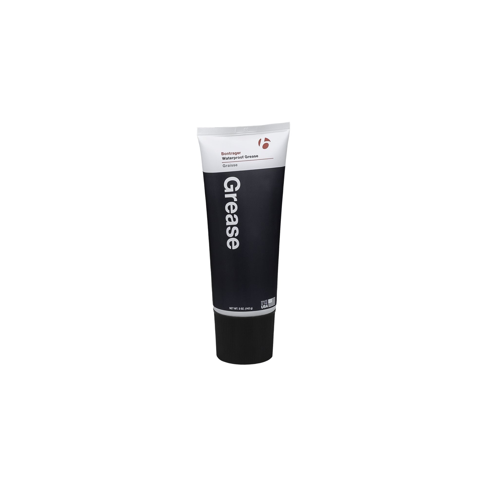 Bontrager bicycle grease lubricant in a workshop setting, waterproof, low friction, and compatible with carbon fiber bike components.