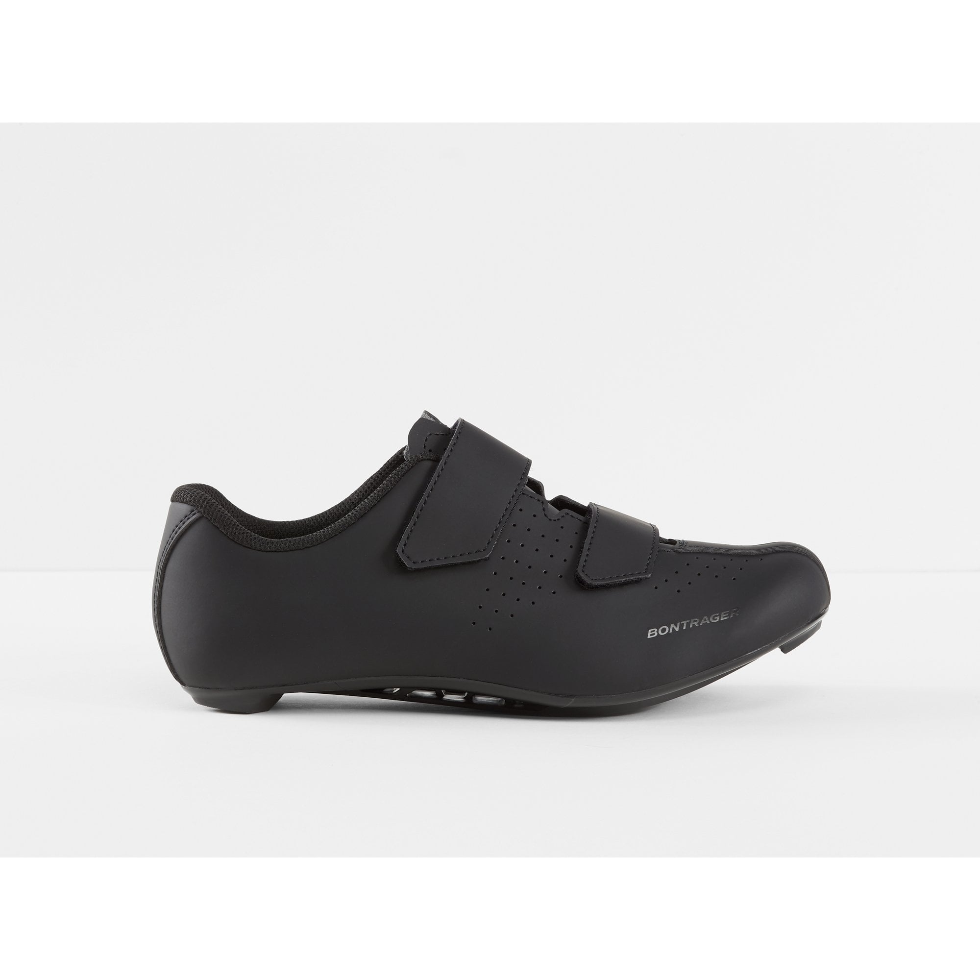 Bontrager Solstice road cycling shoes with adjustable closure and SPD cleat compatibility, showing the sleek design and secure fit.