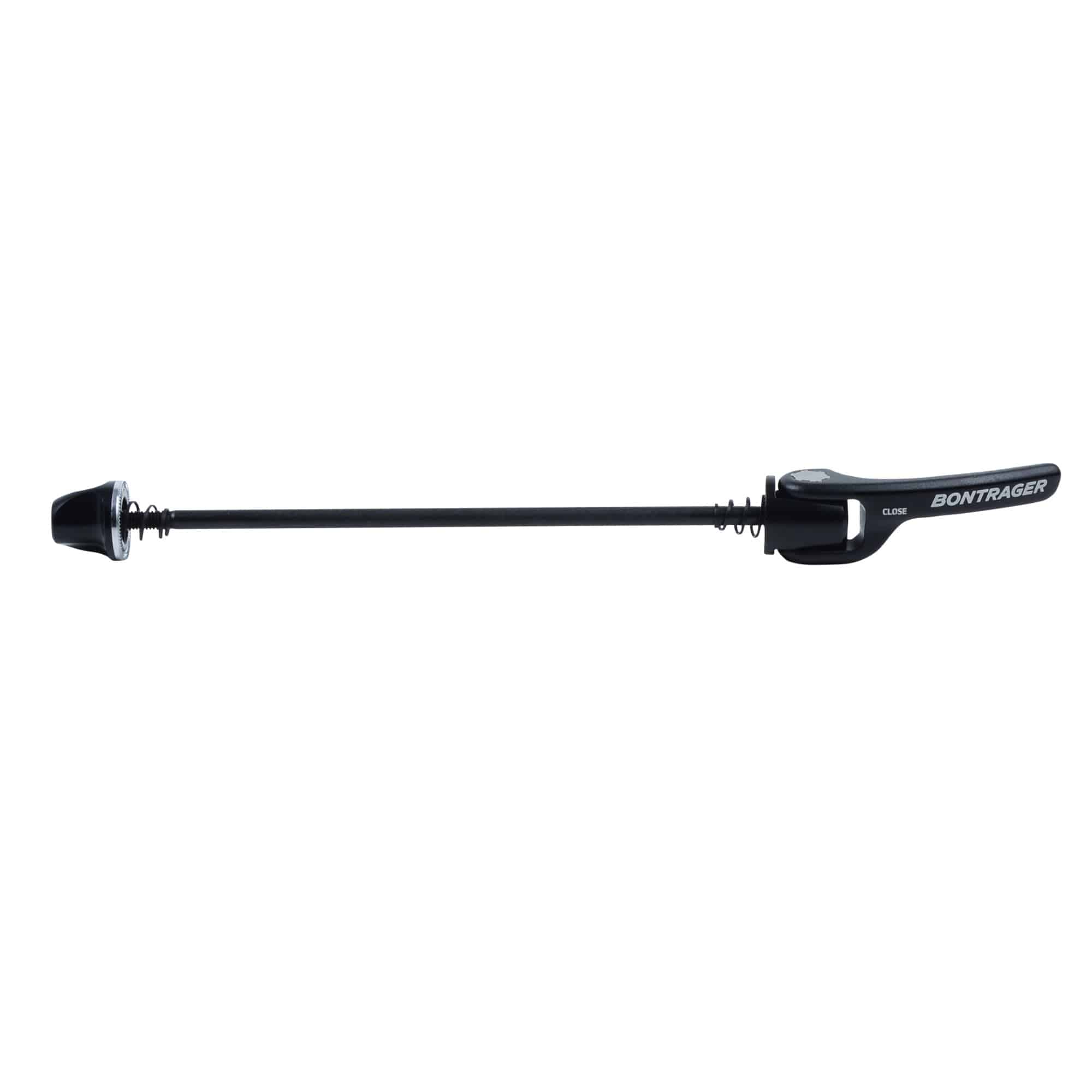 Black Bontrager Elite Rear Internal Cam Skewer for road bikes, 164.5mm length, component for bike wheel security.