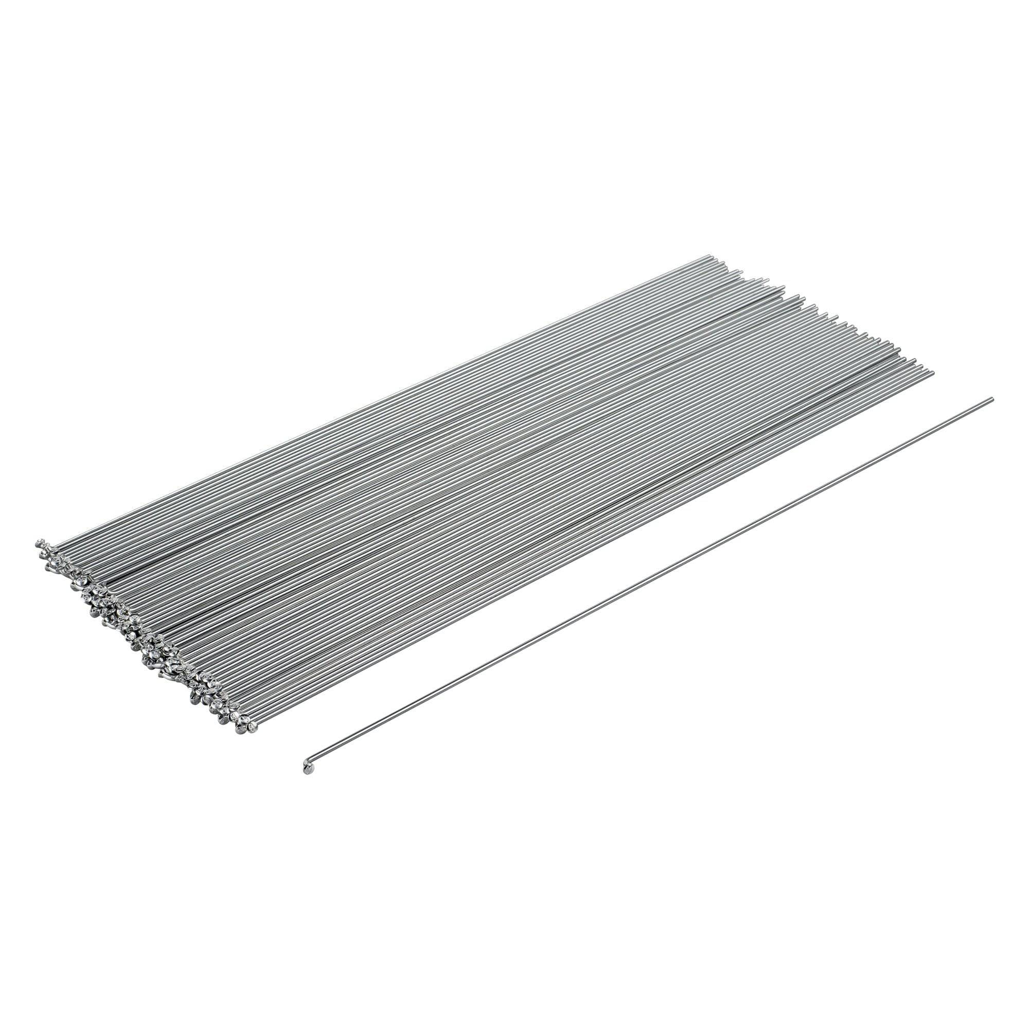 Bontrager 310mm round J-bend steel spokes, 14 gauge, for bicycle wheel builds, shown in a box of 100 pieces.