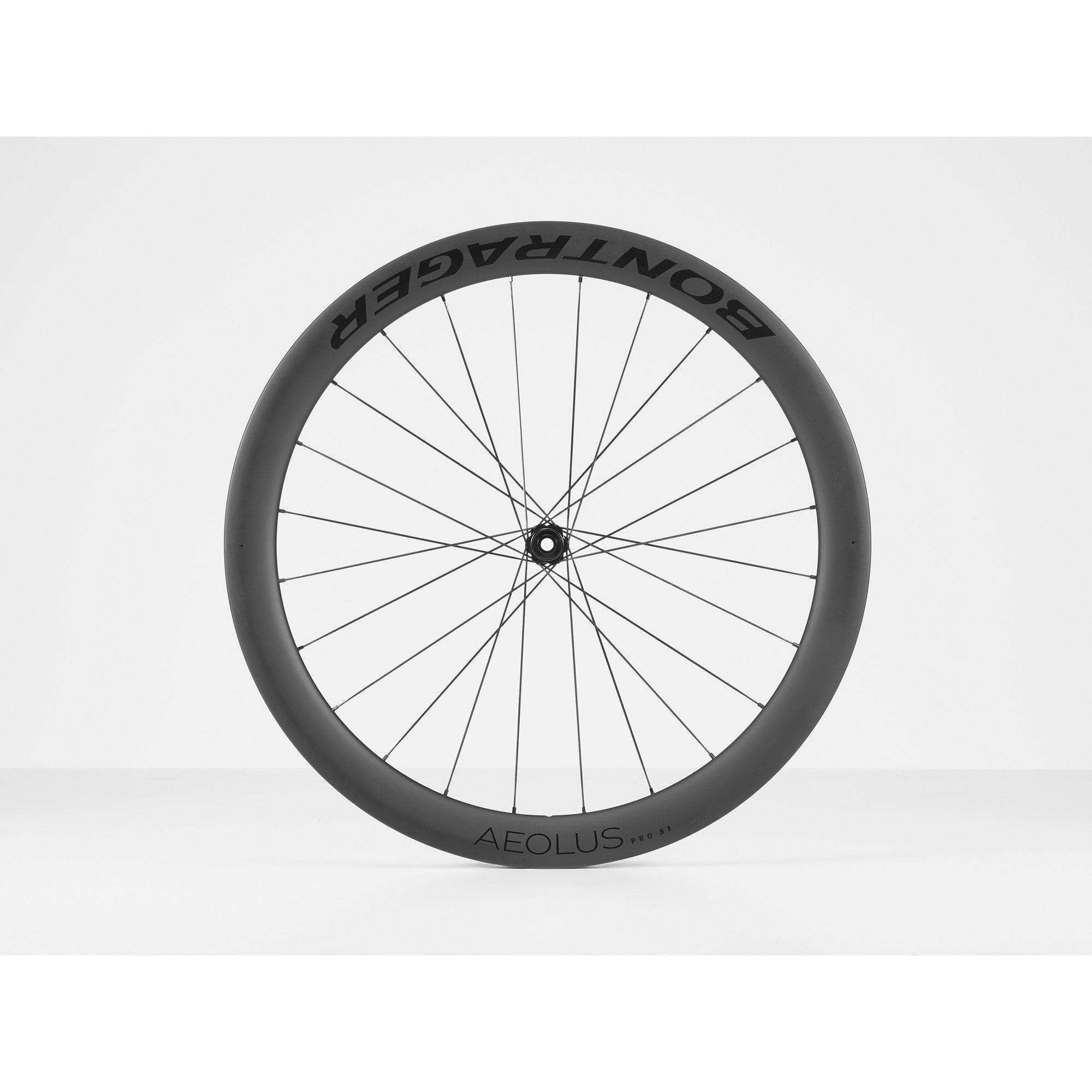 Bontrager Aeolus Pro 51 TLR disc road wheels with tubeless-ready carbon aero rims, lightweight cycling components.