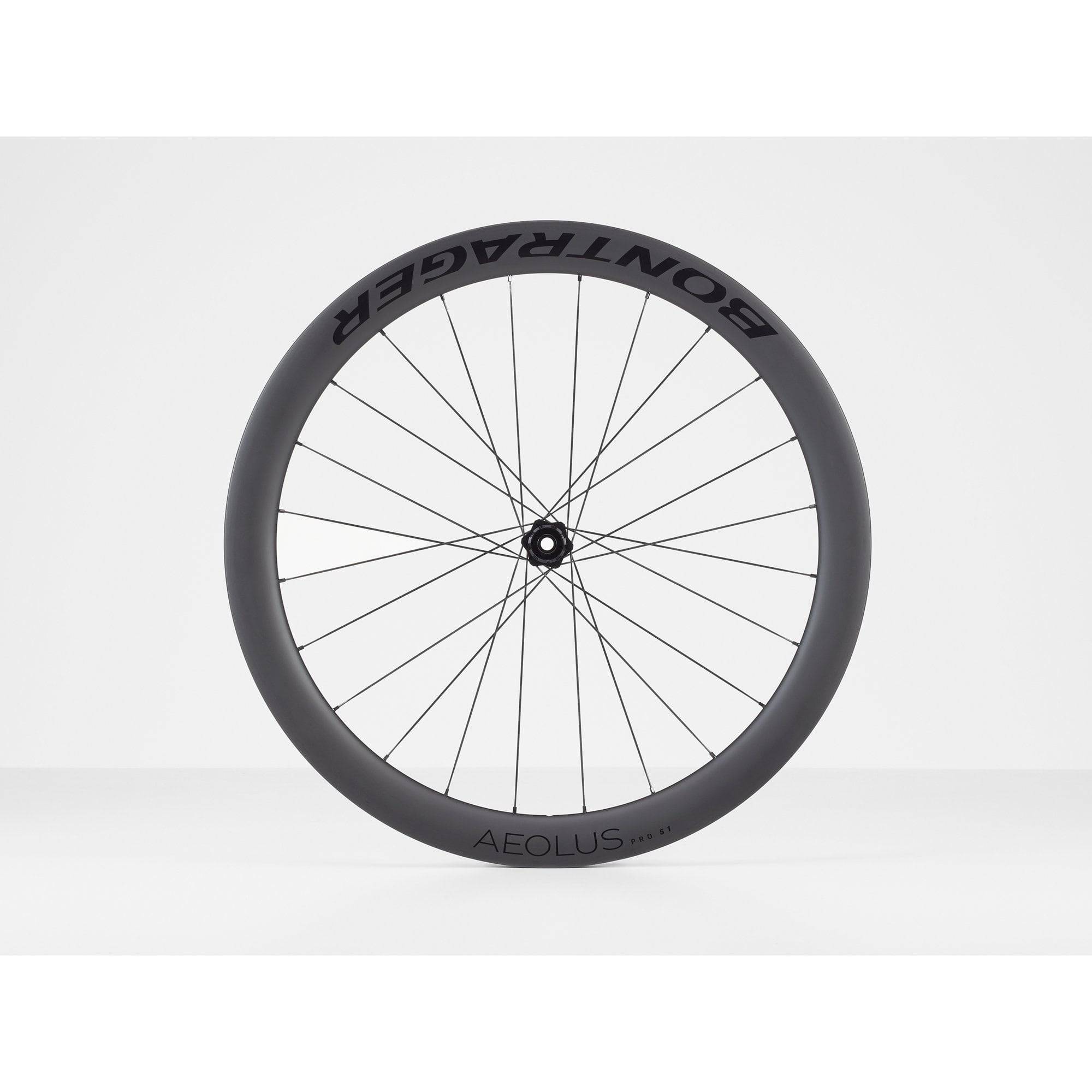 Bontrager Aeolus Pro 51 TLR disc road wheels with tubeless-ready carbon aero rims mounted on a bicycle.