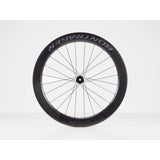 Bontrager Aeolus RSL 62 TLR disc road wheels with tubeless-ready carbon aero rims and sleek aerodynamic design.