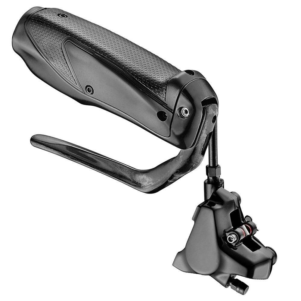 TRP T910 left-hand shifter button adapters for E-TAP systems showing close-up of black plastic components and mounting details