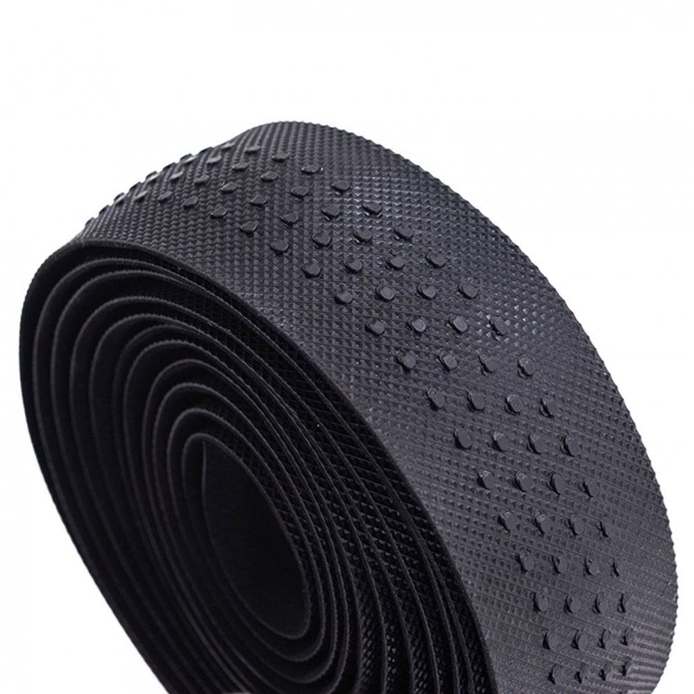 Kinesis UK black cycling bar tape with anti-slip PU and Vex gel cushioning, designed for comfortable bike handlebar grip.