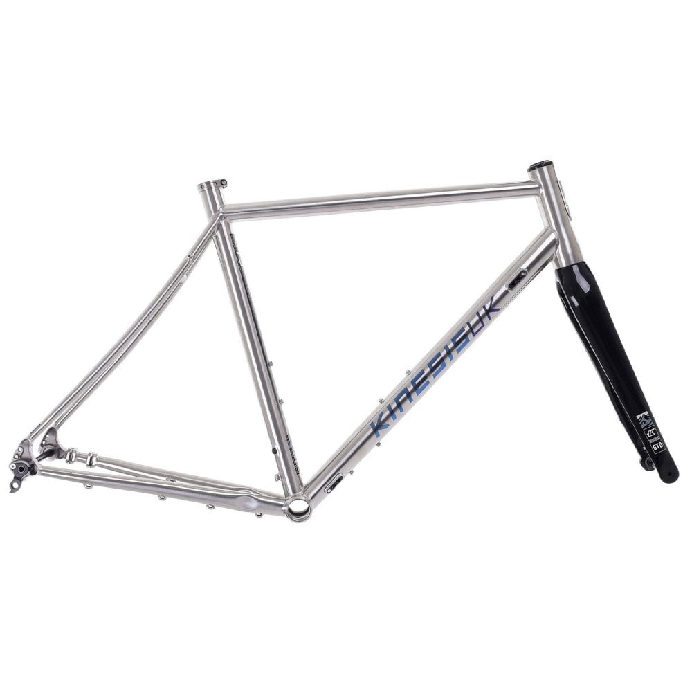 Kinesis UK GTD V2 titanium road frameset with carbon fork and disc brake mounts, showcasing lightweight, durable cycling components.