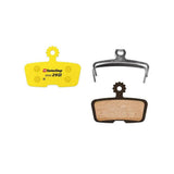 SwissStop Disc 29 brake pads for SRAM MTB Code and Guide yellow disc RS brakes, showing close-up of component packaging.