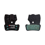 SwissStop Disc 31 brake pads for SRAM MTB G2, Guide, and Level Black Exotherm 2 mountain bike components shown in the image.