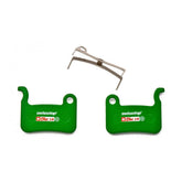 SwissStop Disc 16 Organic MTB brake pads for Shimano XTR XT SLX green disc brakes, component for mountain biking bikes.