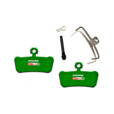 SwissStop Disc 31 brake pads for SRAM MTB G2, Guide, Level Green disc brakes, shown in a close-up image.