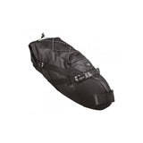 Topeak Backloader waterproof bikepacking seat pack with quick release mount, designed for secure storage on bike saddle.