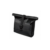 Topeak Black Handlebar Drybag with weatherproof zippers, bike storage accessory mounted on a bike handlebar.