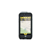 Topeak Weatherproof Ridecase for iPhone 6+/6s+ with QuickClick bike mount in black and grey, showing the protective case on an iPhone.