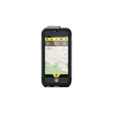 Topeak Weatherproof Ridecase for iPhone 6+/6s+ with QuickClick bike mount in black and grey, showing the protective case on an iPhone.