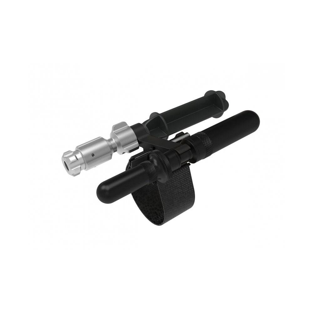 Topeak Tubi Master black tubeless tyre repair and CO2 inflation kit with mounting module for bike maintenance.