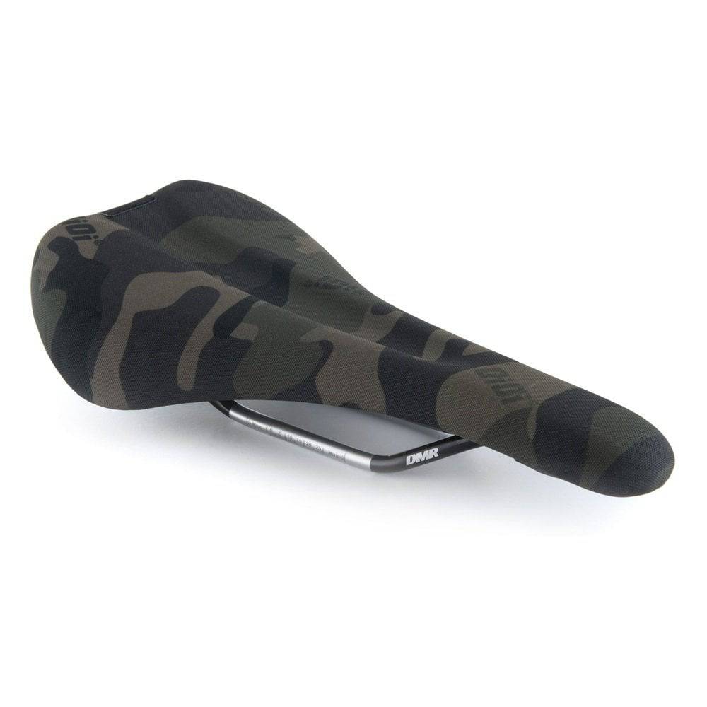 DMR Bikes OiOi Camo mountain bike saddle with durable construction, featuring camo design, ideal for trail and mountain biking components.