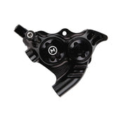 Hope RX4+ flatmount rear brake caliper for 160mm and 180mm rotors, bike component with mounting hardware.