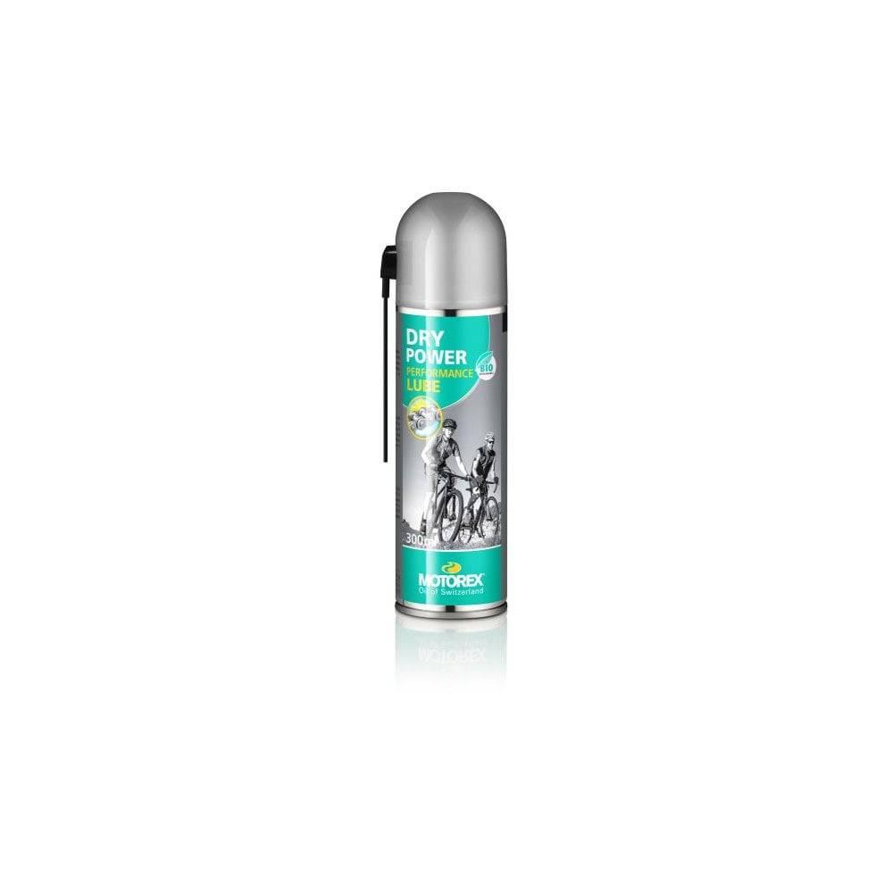 Motorex Workshop Dry Power Lube biodegradable synthetic bike chain lubricant applied on a bicycle chain for dry conditions