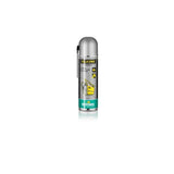 Motorex Silicone Spray 500ml, a lubricant and protector for rubber, plastic, and metal surfaces in workshop use.