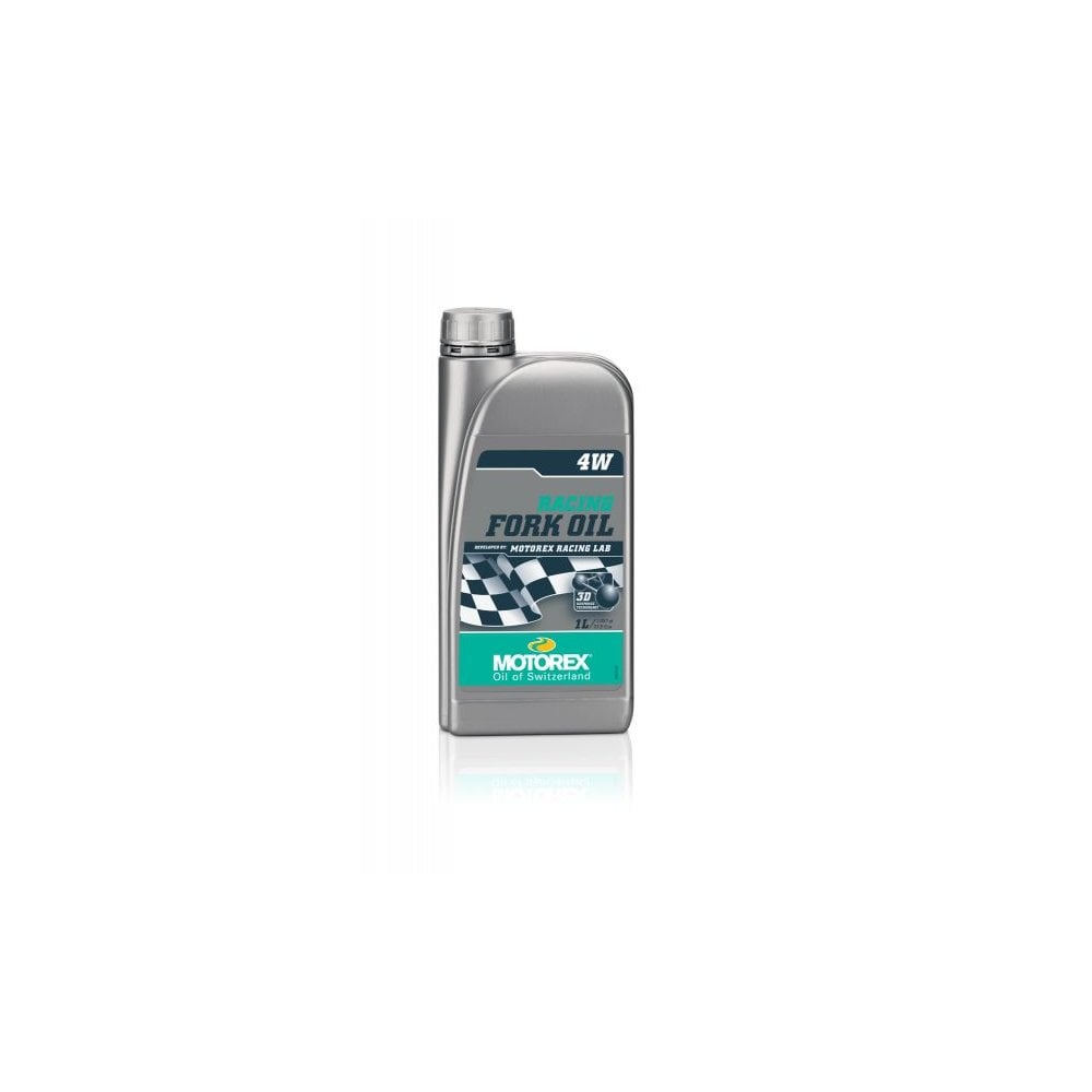 Motorex Racing Fork Oil 4W 1 Litre for motorcycle suspension, high-performance fork oil with 3D Response Technology.