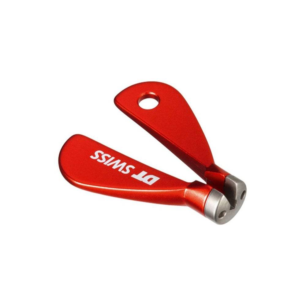 DT Swiss Proline red spoke nipple wrench for precise wheel spoke adjustments, workshop tool for accurate tensioning.