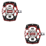 Hope Union gravity clipless pedals pair for cycling, shown mounted on a bike crank, designed for improved riding performance.