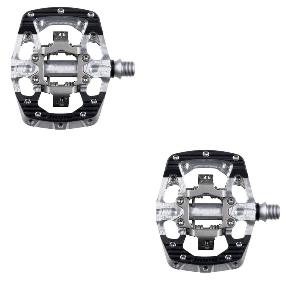Hope Union gravity clipless pedals pair for cycling, featuring durable components and secure clip-in design for improved performance.