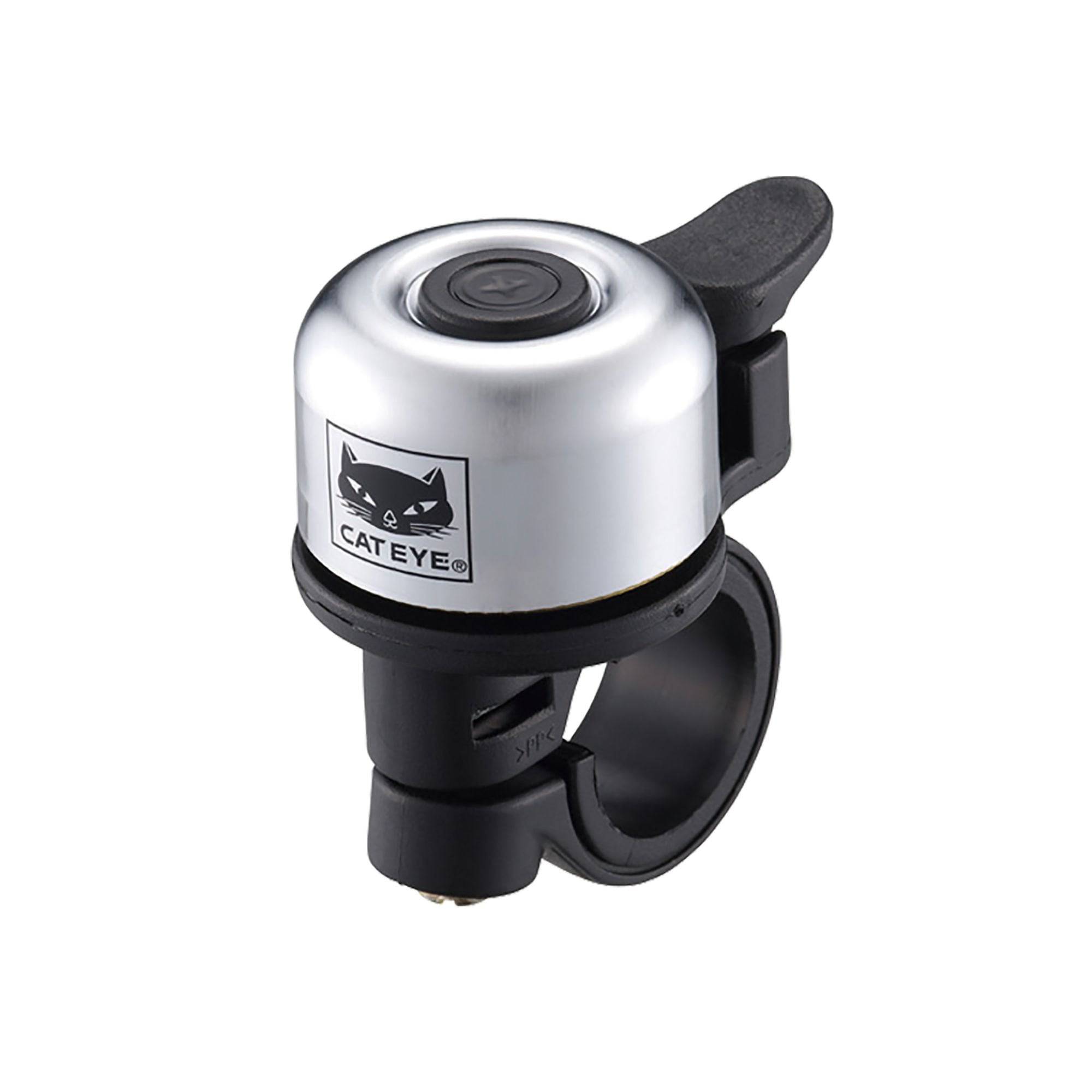CatEye OH-1200 silver brass bike bell with handlebar mount, featuring a loud 88dB sound for cycling safety.