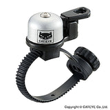 Cateye Oh-2400 Flextight Brass Bike Bell with loud sound, tool-free 22mm mount, shown on a bicycle handlebar.