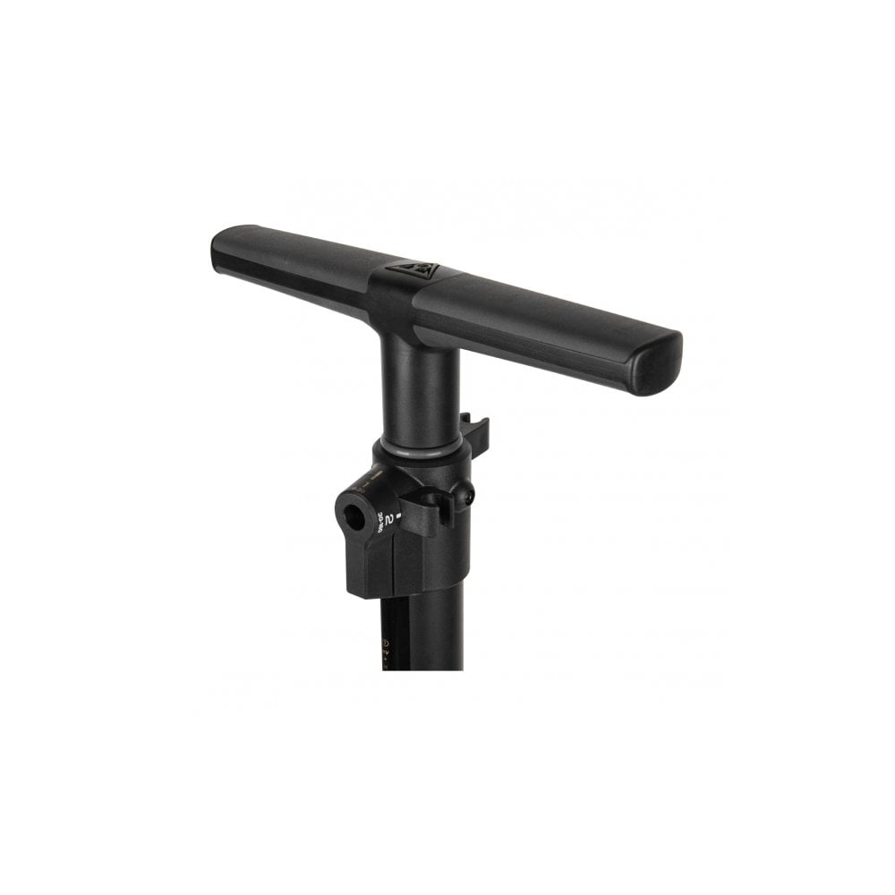 Topeak JoeBlow Tubi 2Stage pump in black and gold, tubeless tire inflator with Tubi-Head, designed for cycling accessories.